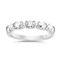 LADIES BAND 1CT OVAL DIAMOND 14K WHITE GOLD