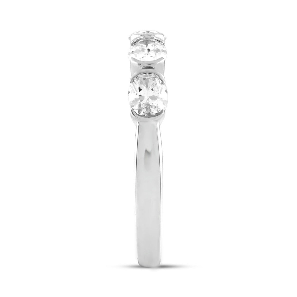 LADIES BAND 1CT OVAL DIAMOND 14K WHITE GOLD