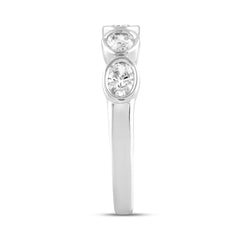 LADIES BAND 1CT OVAL DIAMOND 14K WHITE GOLD