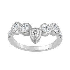 14K WHITE GOLD 1.00CT ROUND/PEAR DIAMOND LADIES BAND