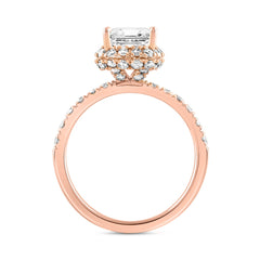 LADIES RING 4.00CT ROUND/EMERALD DIAMOND 14K ROSE GOLD (CENTER STONE EMERALD DIAMOND 3.00CT)
