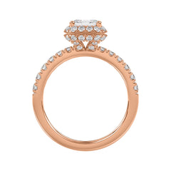 LADIES RING 4.00CT ROUND/EMERALD DIAMOND 14K ROSE GOLD (CENTER STONE EMERALD DIAMOND 3.00CT)