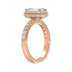 LADIES RING 4.00CT ROUND/EMERALD DIAMOND 14K ROSE GOLD (CENTER STONE EMERALD DIAMOND 3.00CT)