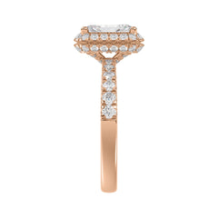 LADIES RING 4.00CT ROUND/EMERALD DIAMOND 14K ROSE GOLD (CENTER STONE EMERALD DIAMOND 3.00CT)