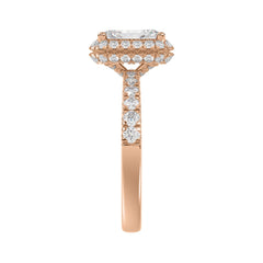 LADIES RING 4.00CT ROUND/EMERALD DIAMOND 14K ROSE GOLD (CENTER STONE EMERALD DIAMOND 3.00CT)