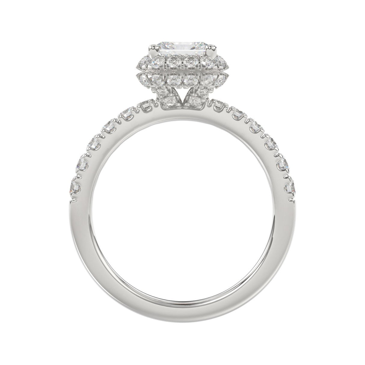 14K WHITE GOLD 4.00CT ROUND/EMERALD DIAMOND LADIES RING (CENTER STONE EMERALD DIAMOND 3.00CT)