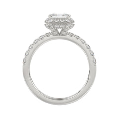 14K WHITE GOLD 4.00CT ROUND/EMERALD DIAMOND LADIES RING (CENTER STONE EMERALD DIAMOND 3.00CT)