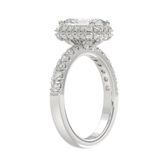14K WHITE GOLD 4.00CT ROUND/EMERALD DIAMOND LADIES RING (CENTER STONE EMERALD DIAMOND 3.00CT)