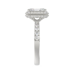 14K WHITE GOLD 4.00CT ROUND/EMERALD DIAMOND LADIES RING (CENTER STONE EMERALD DIAMOND 3.00CT)
