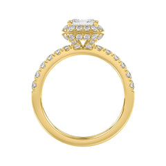LADIES RING 4.00CT ROUND/EMERALD DIAMOND 14K YELLOW GOLD (CENTER STONE EMERALD DIAMOND 3.00CT)