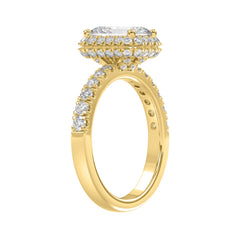 LADIES RING 4.00CT ROUND/EMERALD DIAMOND 14K YELLOW GOLD (CENTER STONE EMERALD DIAMOND 3.00CT)