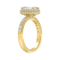 LADIES RING 4.00CT ROUND/EMERALD DIAMOND 14K YELLOW GOLD (CENTER STONE EMERALD DIAMOND 3.00CT)