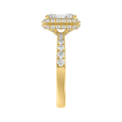 LADIES RING 4.00CT ROUND/EMERALD DIAMOND 14K YELLOW GOLD (CENTER STONE EMERALD DIAMOND 3.00CT)