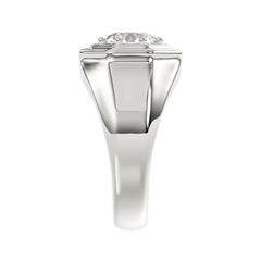 MEN'S RING 2CT ROUND DIAMOND 14K WHITE GOLD (CENTER STONE ROUND DIAMOND 2CT )