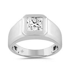 MEN'S RING 2CT PRINCESS DIAMOND 14K WHITE GOLD (CENTER STONE PRINCESS DIAMOND 2CT )