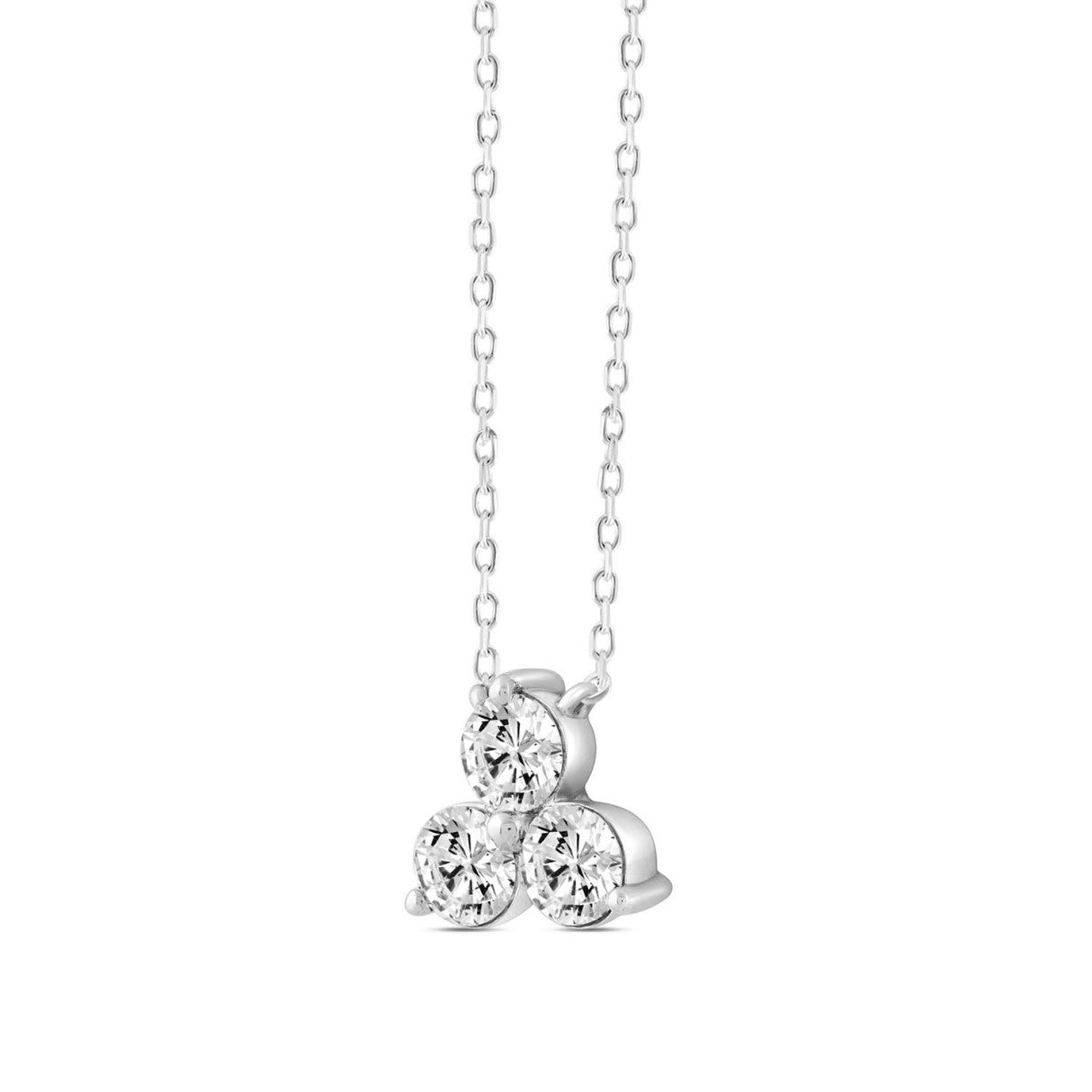 LADIES NECKLACE 1CT ROUND DIAMOND 14K WHITE GOLD WITH CHAIN