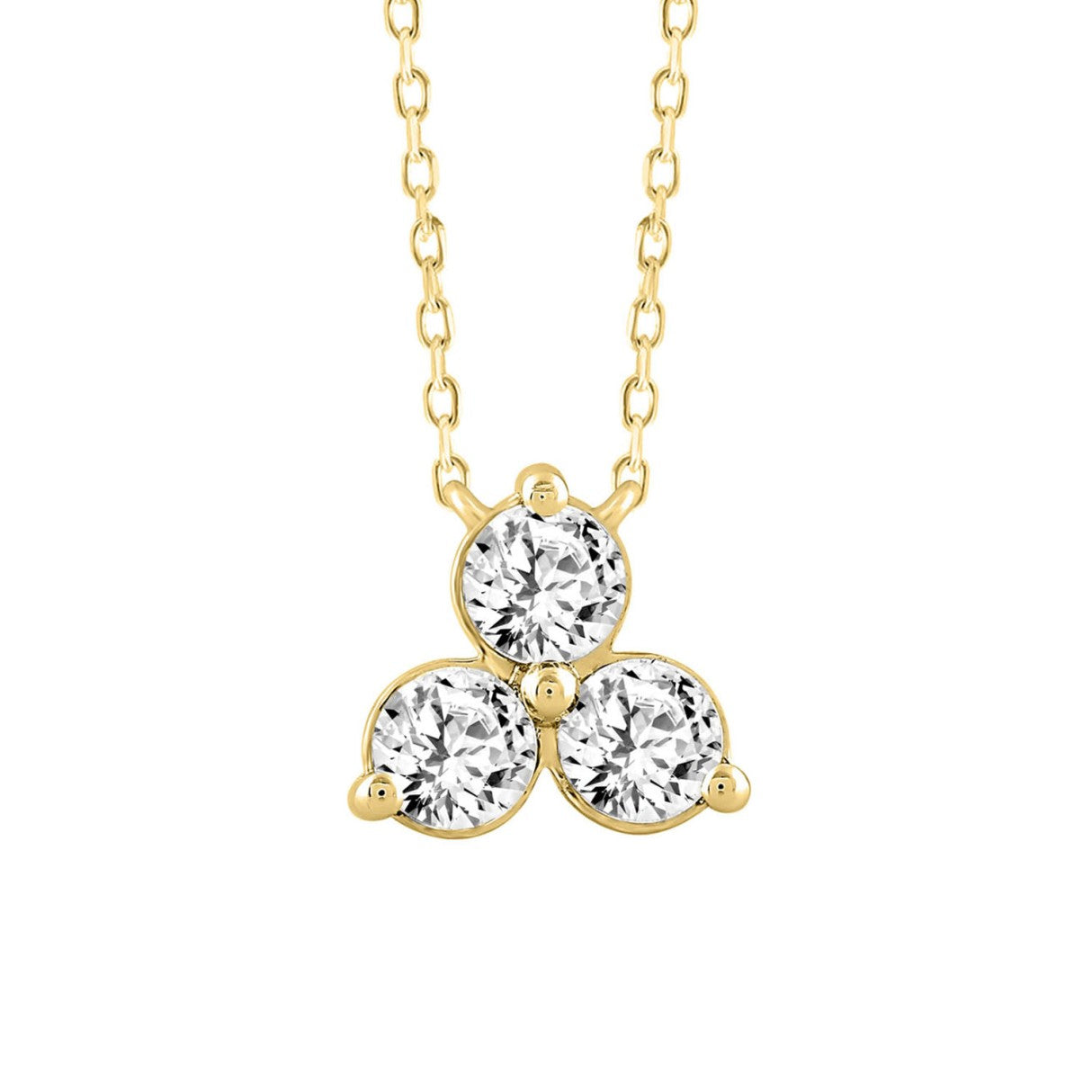 LADIES NECKLACE 1CT ROUND DIAMOND 14K YELLOW GOLD WITH CHAIN
