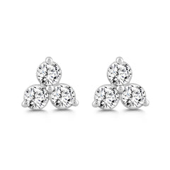 LADIES EARRINGS 1CT ROUND DIAMOND 14K WHITE GOLD 