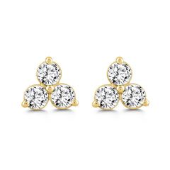 LADIES EARRINGS 1CT ROUND DIAMOND 14K YELLOW GOLD