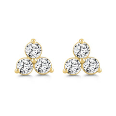 LADIES EARRINGS 1CT ROUND DIAMOND 14K YELLOW GOLD 