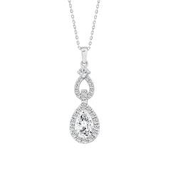 LADIES PENDANT 1 1/2CT ROUND/PEAR DIAMOND 14K WHITE GOLD