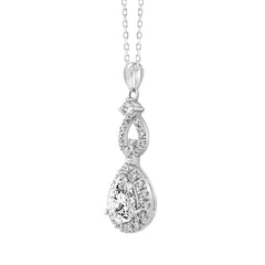 LADIES PENDANT 1 1/2CT ROUND/PEAR DIAMOND 14K WHITE GOLD