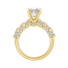 LADIES RING 4 1/2CT ROUND/EMERALD DIAMOND 14K YELLOW GOLD (CENTER STONE EMERALD DIAMOND 3.00CT)