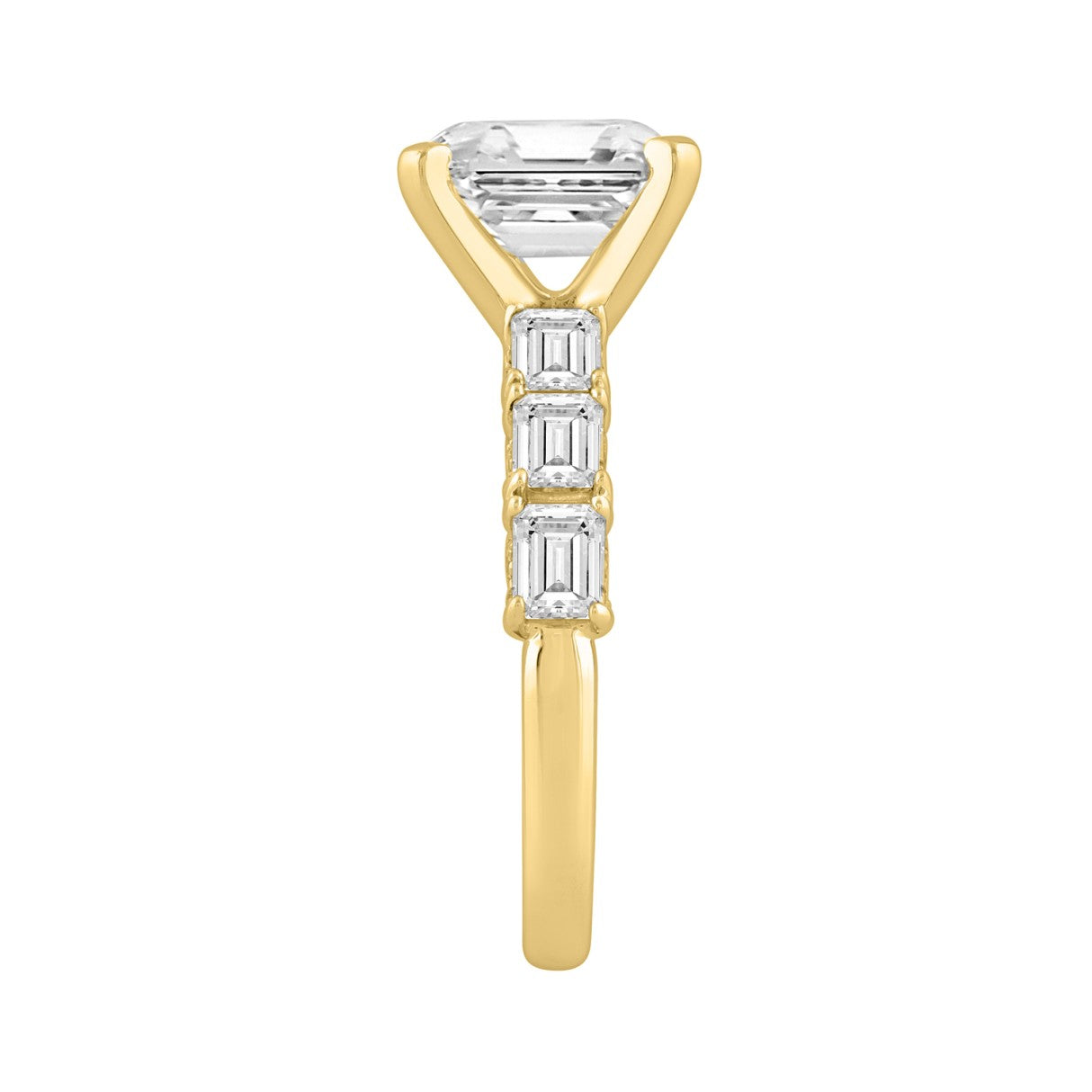 LADIES RING 4 1/2CT ROUND/EMERALD DIAMOND 14K YELLOW GOLD (CENTER STONE EMERALD DIAMOND 3.00CT)