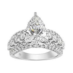 LADIES RING 5 1/4CT ROUND/ PEAR DIAMOND 14K WHITE GOLD (CENTER STONE PEAR DIAMOND 3CT )