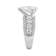 LADIES RING 5 1/4CT ROUND/ PEAR DIAMOND 14K WHITE GOLD (CENTER STONE PEAR DIAMOND 3CT )