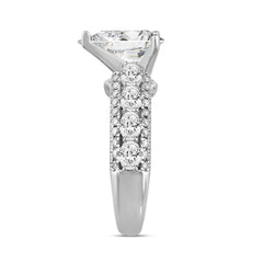 LADIES RING 4 1/4CT ROUND/PEAR/OVAL DIAMOND 14K WHITE GOLD (CENTER STONE PEAR DIAMOND 3CT )