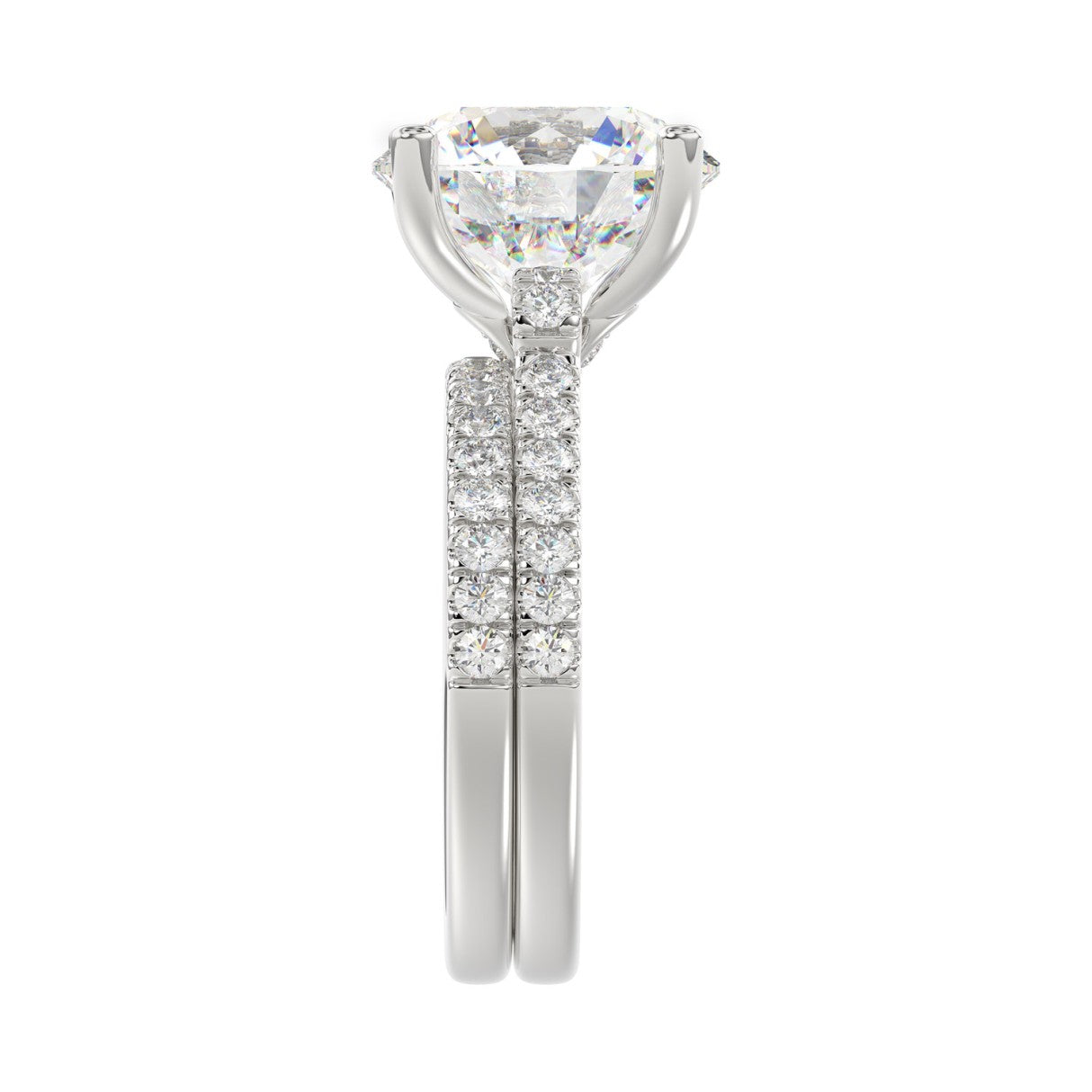 LADIES BRIDAL SET 5 1/2CT ROUND DIAMOND 14K WHITE GOLD (CENTER STONE ROUND DIAMOND 5CT )
