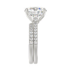 LADIES BRIDAL SET 5 1/2CT ROUND DIAMOND 14K WHITE GOLD (CENTER STONE ROUND DIAMOND 5CT )