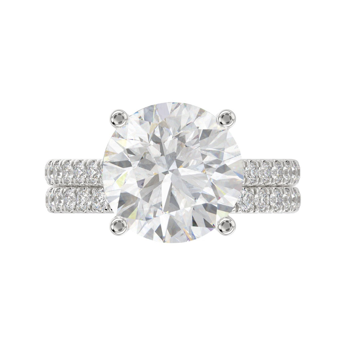 LADIES BRIDAL SET 5 1/2CT ROUND DIAMOND 14K WHITE GOLD (CENTER STONE ROUND DIAMOND 5CT )