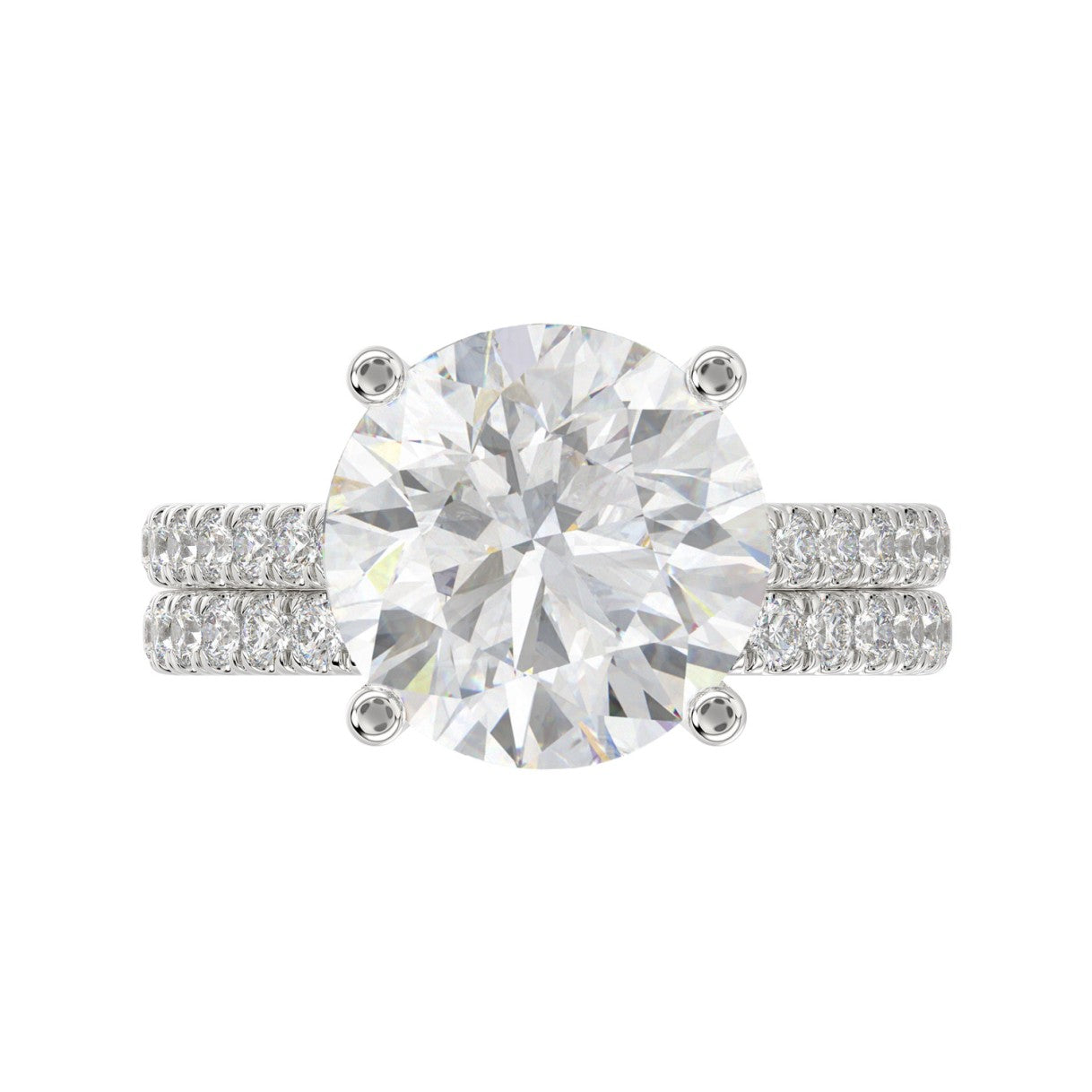 LADIES BRIDAL SET 5 1/2CT ROUND DIAMOND 14K WHITE GOLD (CENTER STONE ROUND DIAMOND 5CT )