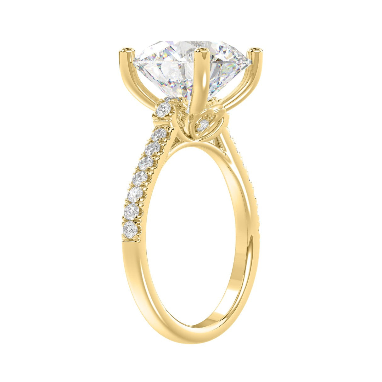 14K YELLOW GOLD 5 1/2CT ROUND DIAMOND LADIES BRIDAL SET (CENTER STONE ROUND DIAMOND 5CT)