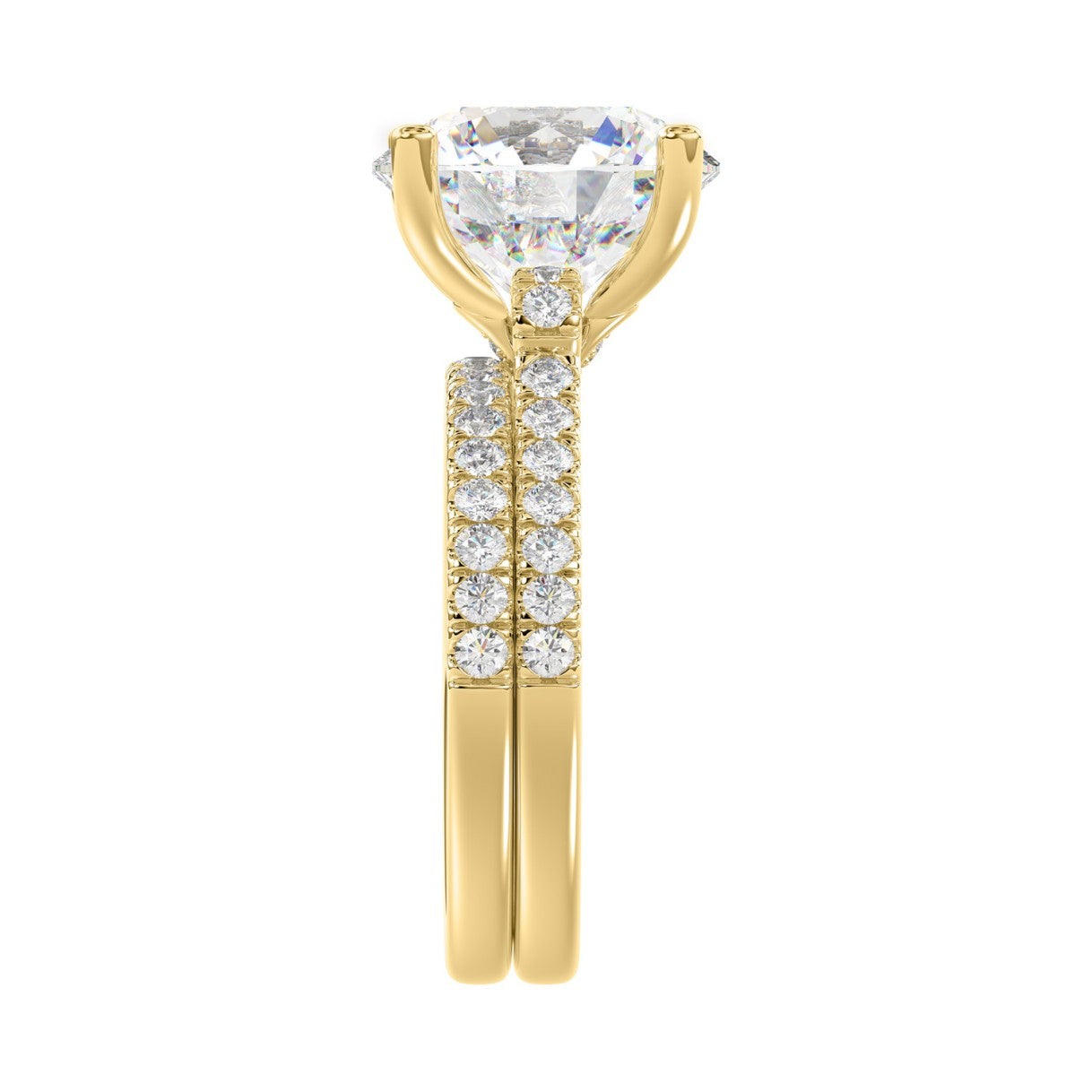 14K YELLOW GOLD 5 1/2CT ROUND DIAMOND LADIES BRIDAL SET (CENTER STONE ROUND DIAMOND 5CT)