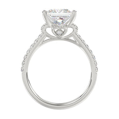 14K WHITE GOLD 3 1/2CT ROUND/PRINCESS DIAMOND LADIES BRIDAL SET (CENTER STONE PRINCESS DIAMOND 3.00CT)