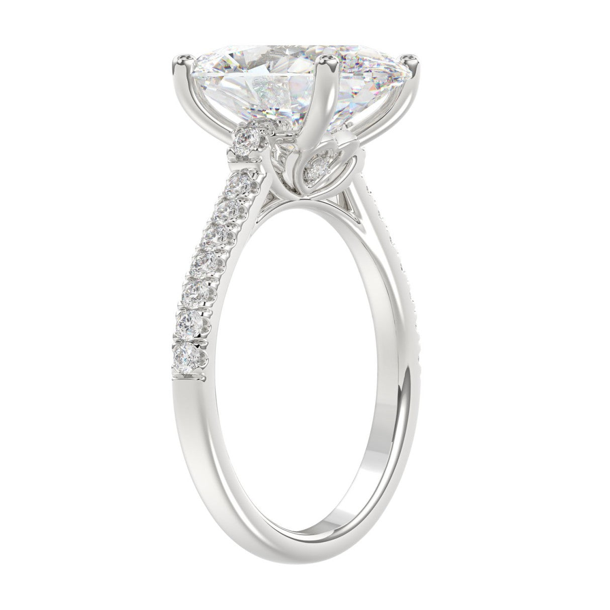 14K WHITE GOLD 3 1/2CT ROUND/PRINCESS DIAMOND LADIES BRIDAL SET (CENTER STONE PRINCESS DIAMOND 3.00CT)