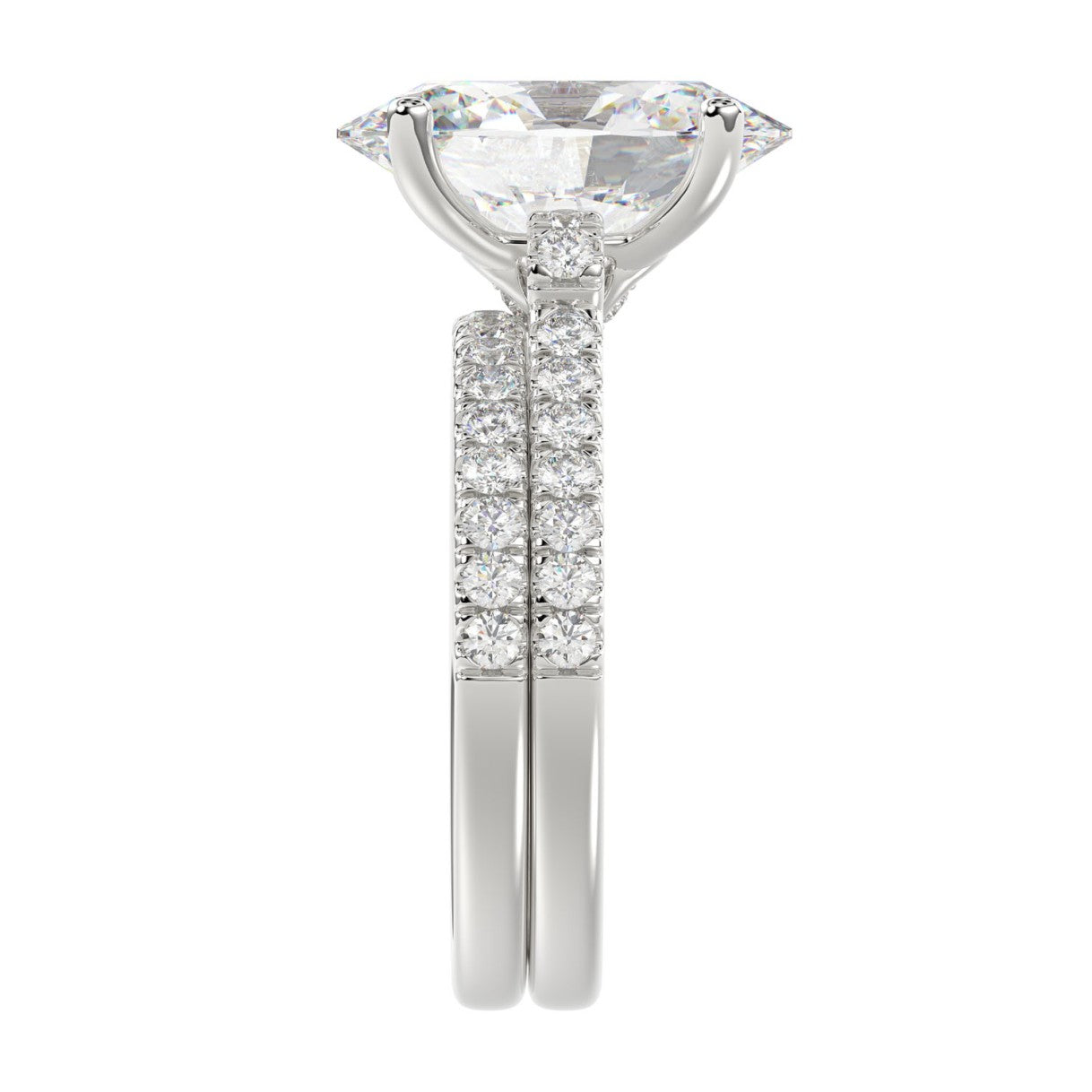 14K WHITE GOLD 3 1/2CT ROUND/PRINCESS DIAMOND LADIES BRIDAL SET (CENTER STONE PRINCESS DIAMOND 3.00CT)