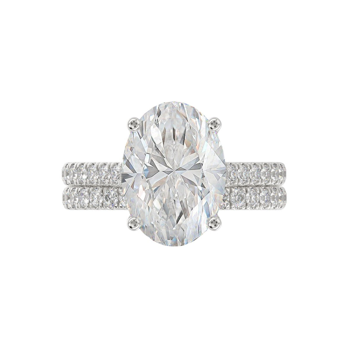 14K WHITE GOLD 3 1/2CT ROUND/PRINCESS DIAMOND LADIES BRIDAL SET (CENTER STONE PRINCESS DIAMOND 3.00CT)