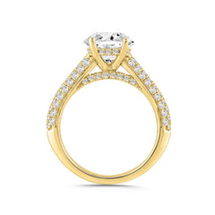 LADIES RING 3 3/4CT ROUND/OVAL DIAMOND 14K YELLOW GOLD (CENTER STONE OVAL DIAMOND 3.00CT)