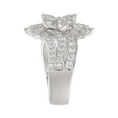 LADIES RING 2 1/4CT ROUND/MARQUISE DIAMOND 14K WHITE GOLD