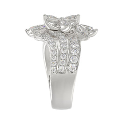LADIES RING 2 1/4CT ROUND/MARQUISE DIAMOND 14K WHITE GOLD