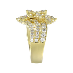 LADIES RING 2 1/4CT ROUND/MARQUISE DIAMOND 14K YELLOW GOLD