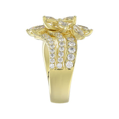 LADIES RING 2 1/4CT ROUND/MARQUISE DIAMOND 14K YELLOW GOLD
