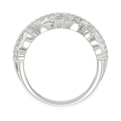 This is a diamond 14k cluster Ladies 2CT Ring featuring Marquise-shaped and round-cut diamonds in a leaf or floral motif set in white gold (Color F-G