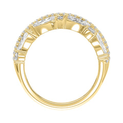 This is a diamond 14k cluster Ladies 2CT  Ring featuring Marquise-shaped and round-cut diamonds in a leaf or floral motif set in Yellow gold (Color F-