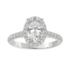 LADIES RING 2 1/2CT ROUND/OVAL DIAMOND 14K WHITE GOLD (CENTER STONE OVAL DIAMOND 2CT )
