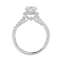 LADIES RING 2 1/2CT ROUND/OVAL DIAMOND 14K WHITE GOLD (CENTER STONE OVAL DIAMOND 2CT )